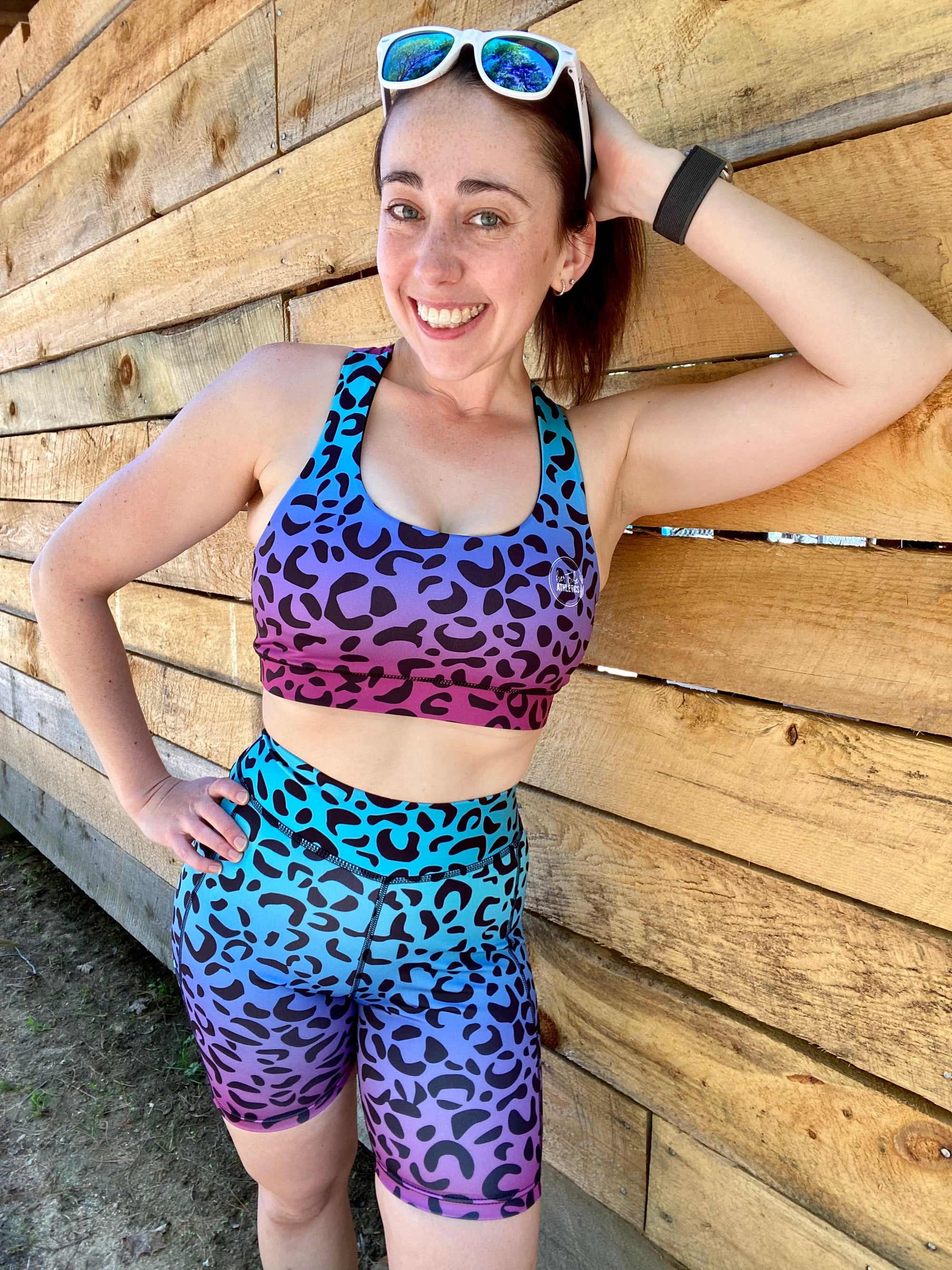 Women's Pink Wild Leopard Cheetah Print Athletic Sports Bra